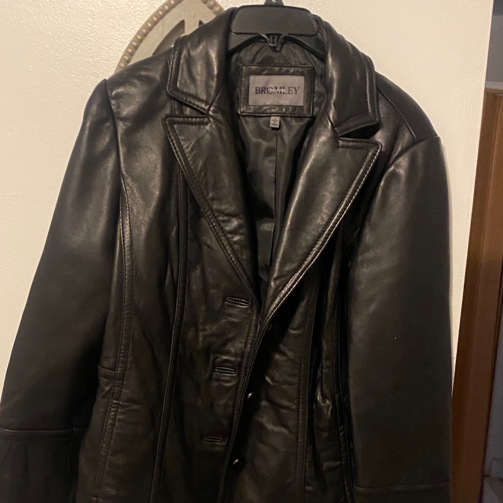 Bromley Women's Black Leather Blazer Coat